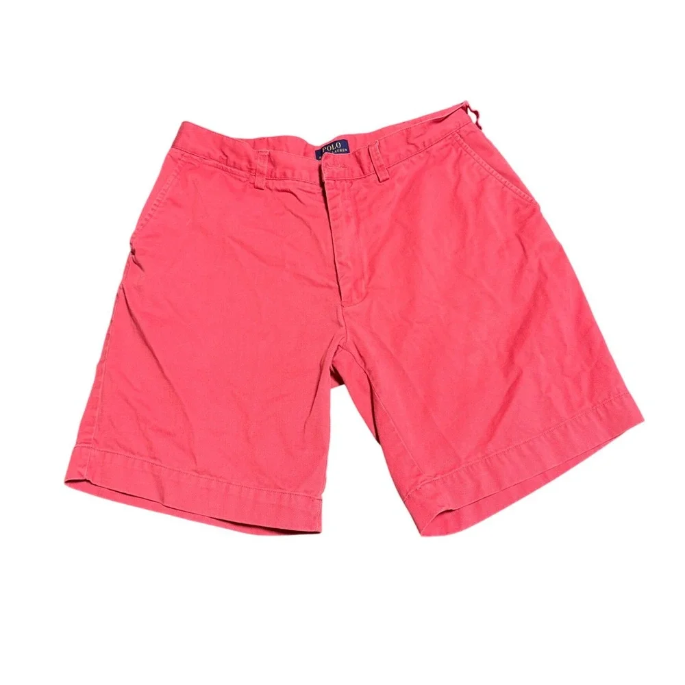 Polo Ralph Lauren Mens Salmon Pink Chino Shorts Size 35 Cotton Twill Classic Fit